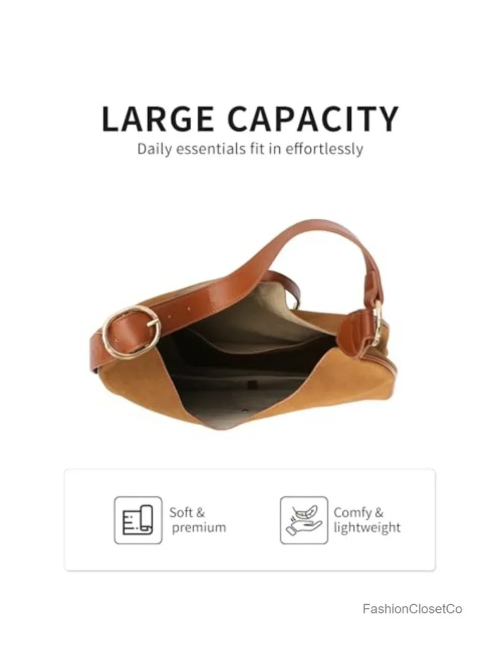 Faux Leather Hobo Shoulder Bag Tote Handbag with Zipper